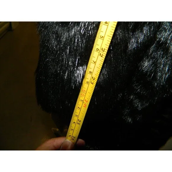 Pamela McCoy Collection Black Faux Fur Long Coat Size L 52" Long With Tags New - Picture 15 of 16